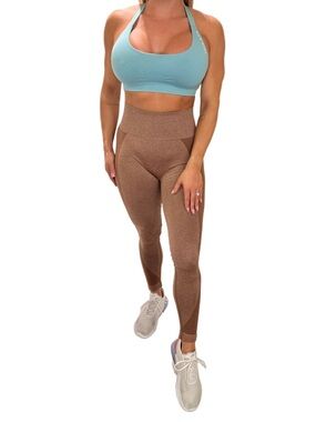 High-Waist Seamless Brown Leggings